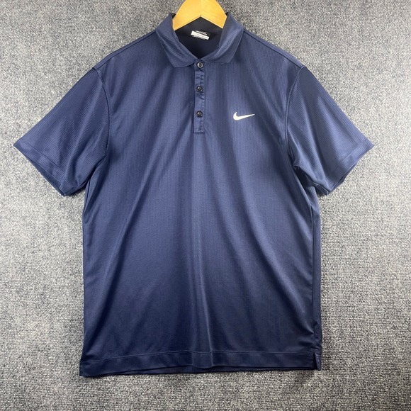 Nike Golf Dri-FIT Polo Shirt Mens Medium Navy Blue Athletic Fit Golfing - Picture 1 of 8